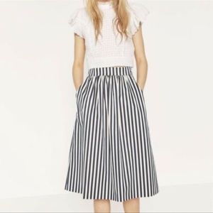 Zara Striped Midi Skirt - Navy and White